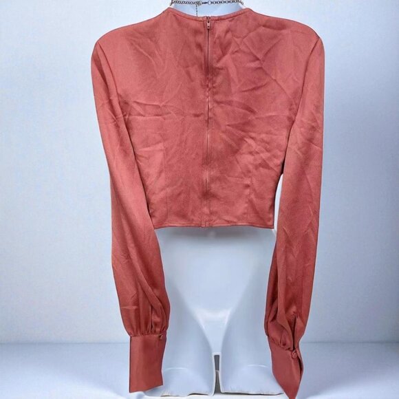 NWT BELLEVUE THE LABEL Camellia Satin Cut Out Long Sleeve Blouse Top - Picture 3 of 3